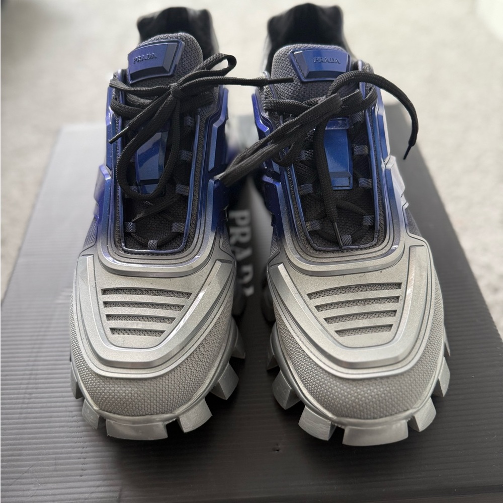 Prada Gray and Blue Futuristic Sneakers - Picture 5 of 8